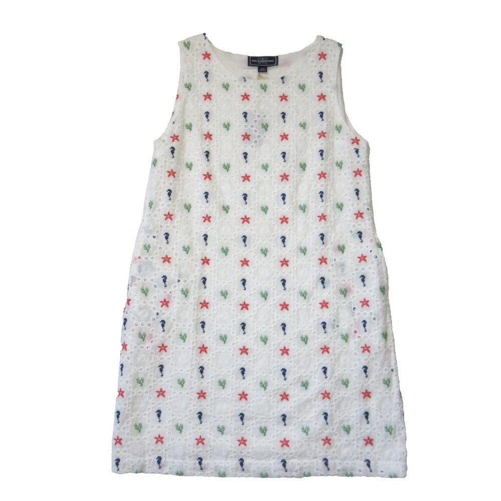 NWT Kiel James Patrick KJP Deep Sea Shift in White Embroidered Eyelet Dress 6